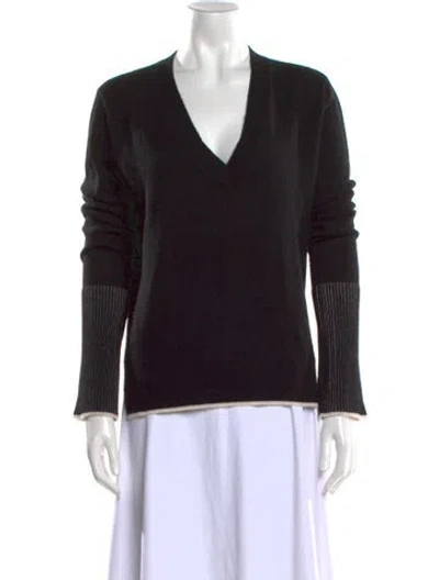 Pre-owned La Ligne Wool V-neck Sweater In Black