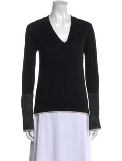 Pre-owned La Ligne Wool V-neck Sweater In Black
