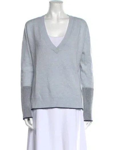 Pre-owned La Ligne Wool V-neck Sweater In Blue