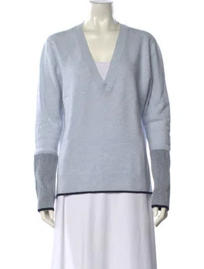 Pre-owned La Ligne Wool V-neck Sweater In Blue
