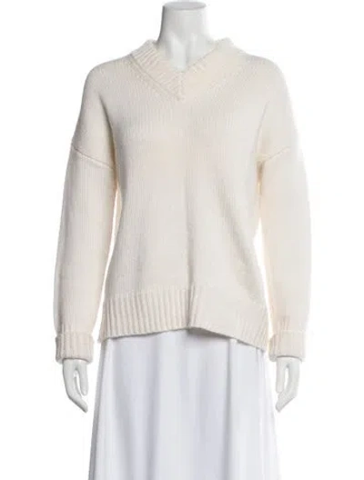 Pre-owned La Ligne Wool V-neck Sweater In Neutral
