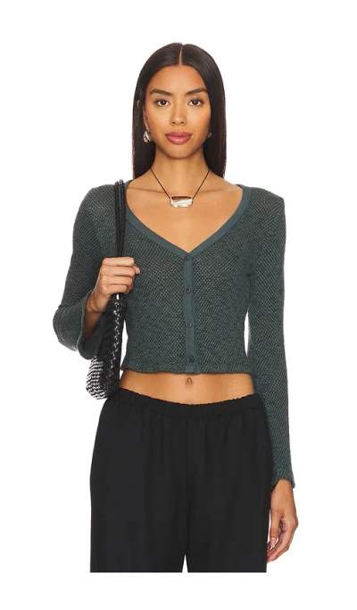 La Made Abbey Button Up Cardigan In Pine Green