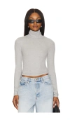 Lamade Felix Crop Turtle Neck In Heather Grey