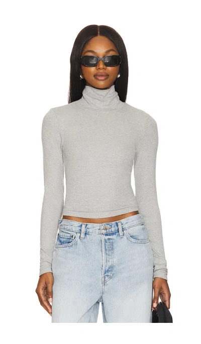 La Made Felix Crop Turtle Neck In Heather Grey