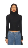 Lamade Felix Crop Turtle Neck Top In 블랙