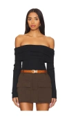 Lamade Kayla Off Shoulder Long Sleeve Top In 블랙