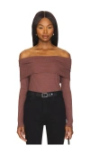 Lamade Kayla Off Shoulder Long Sleeve Top In Hazelnut