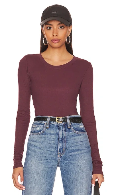 Lamade Long Sleeve Crew Neck Top In Burgundy