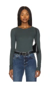 Lamade Long Sleeve Crew Neck Top In Pine Green