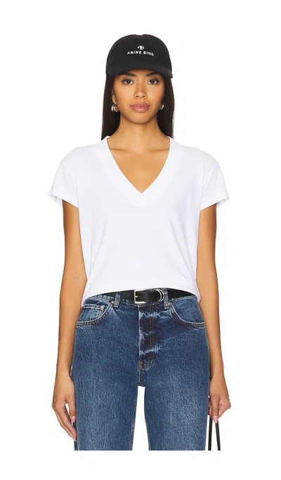 Lamade Suri Deep V Cap Sleeve Tee In 화이트