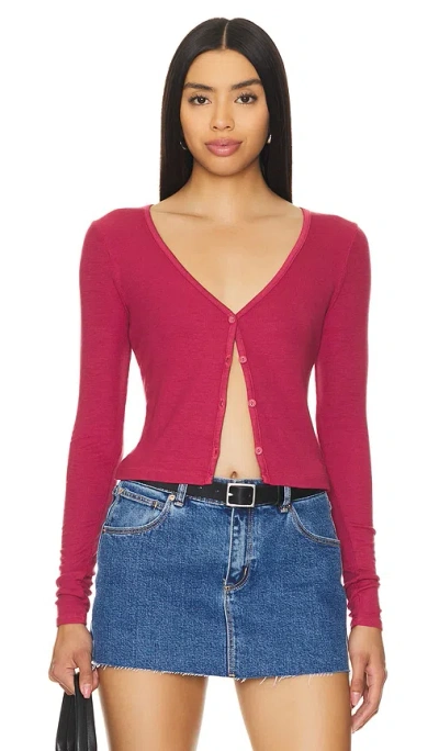 La Made Sweet V Cardigan In Colgate Maroon