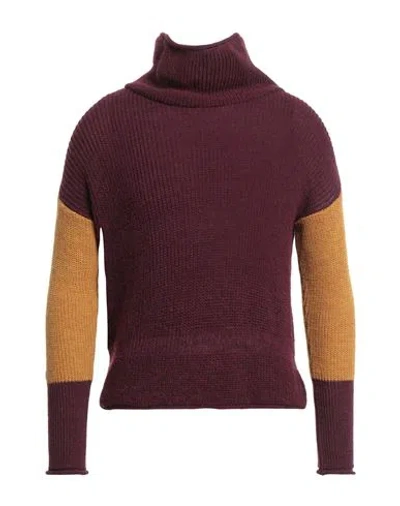 La Maglia Man Turtleneck Burgundy Size M Wool, Acrylic In Red