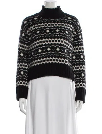 Pre-owned La Maille Sezane Alpaca Printed Sweater In Black