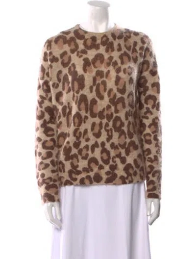 Pre-owned La Maille Sezane Animal Print Crew Neck Sweater In Brown