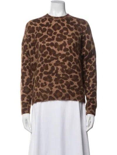 Pre-owned La Maille Sezane Animal Print Crew Neck Sweater In Brown