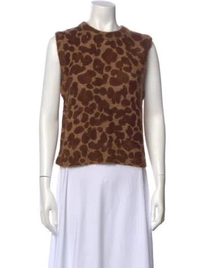 Pre-owned La Maille Sezane Animal Print Crew Neck Sweater W/ Tags In Brown