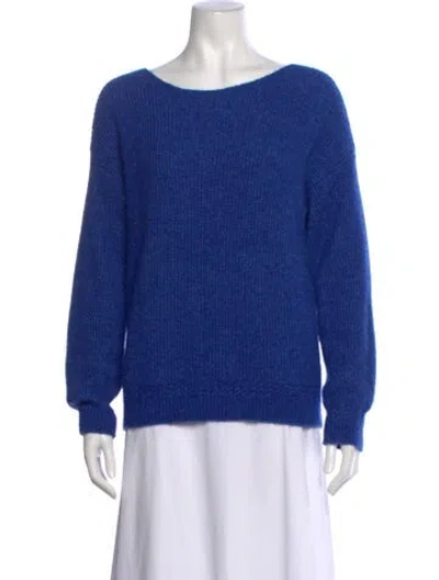 Pre-owned La Maille Sezane Baby Alpaca Bateau Neckline Sweater In Blue