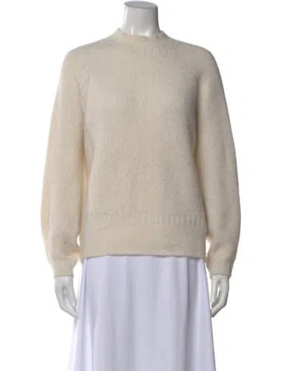 Pre-owned La Maille Sezane Baby Alpaca Crew Neck Sweater In White