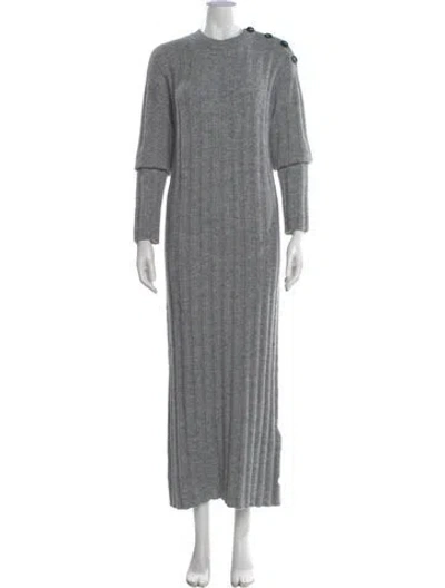 Pre-owned La Maille Sezane Baby Alpaca Long Dress In Gray