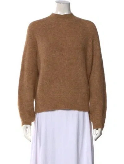 Pre-owned La Maille Sezane Baby Alpaca Mock Neck Sweater In Brown
