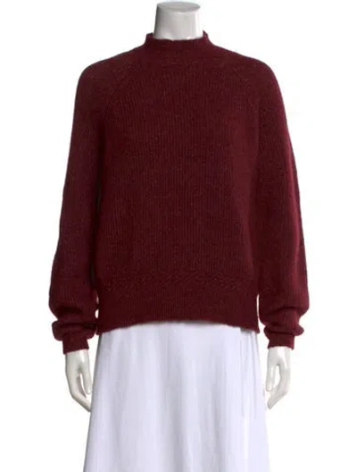 Pre-owned La Maille Sezane Baby Alpaca Mock Neck Sweater In Burgundy