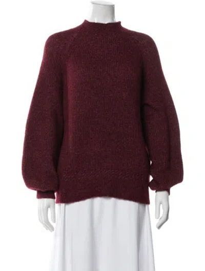 Pre-owned La Maille Sezane Baby Alpaca Mock Neck Sweater W/ Tags In Burgundy