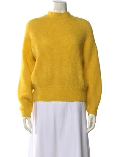 Pre-owned La Maille Sezane Baby Alpaca Mock Neck Sweater In Yellow