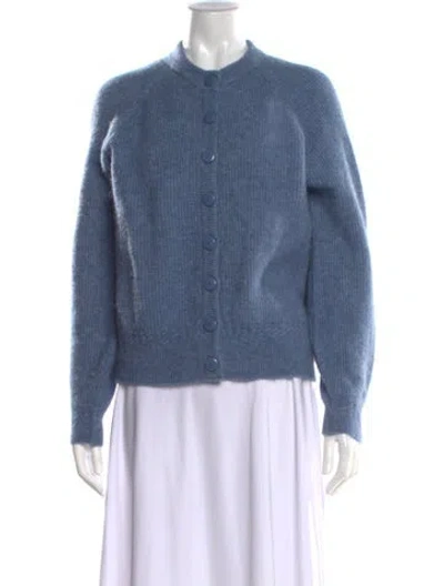 Pre-owned La Maille Sezane Baby Alpaca Open Front Sweater In Blue