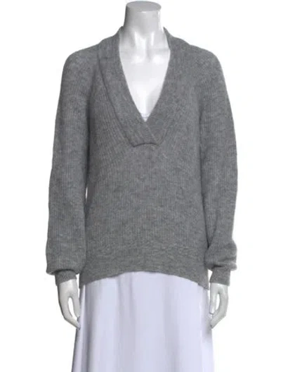 Pre-owned La Maille Sezane Baby Alpaca V-neck Sweater In Gray