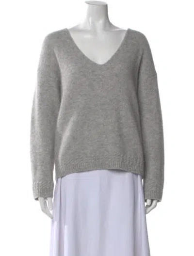Pre-owned La Maille Sezane Baby Alpaca V-neck Sweater In Gray