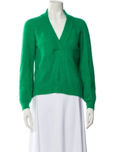 Pre-owned La Maille Sezane Baby Alpaca V-neck Sweater In Green