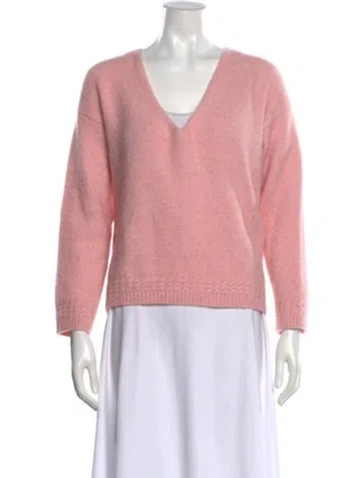 Pre-owned La Maille Sezane Baby Alpaca V-neck Sweater In Pink