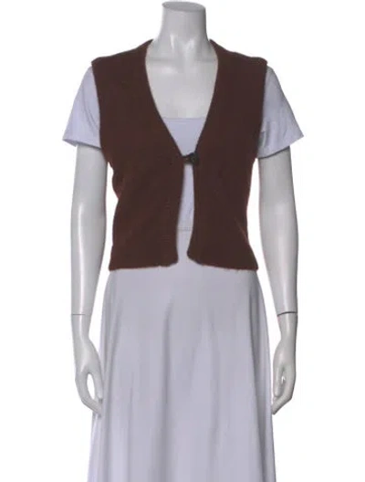 Pre-owned La Maille Sezane Baby Alpaca V-neck Top In Brown