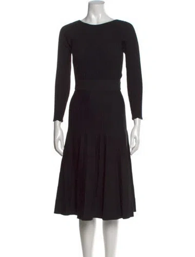 Pre-owned La Maille Sezane Bateau Neckline Midi Length Dress In Black
