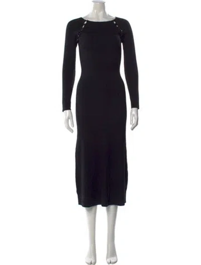 Pre-owned La Maille Sezane Bateau Neckline Midi Length Dress In Black