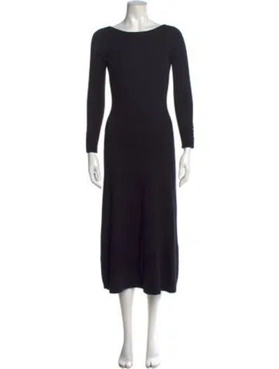 Pre-owned La Maille Sezane Bateau Neckline Midi Length Dress In Black