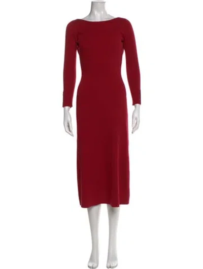 Pre-owned La Maille Sezane Bateau Neckline Midi Length Dress In Red