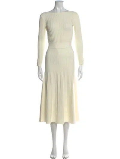 Pre-owned La Maille Sezane Bateau Neckline Midi Length Dress W/ Tags In Neutral