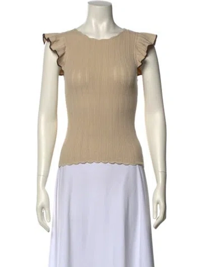 Pre-owned La Maille Sezane Bateau Neckline Short Sleeve Top W/ Tags In Neutral