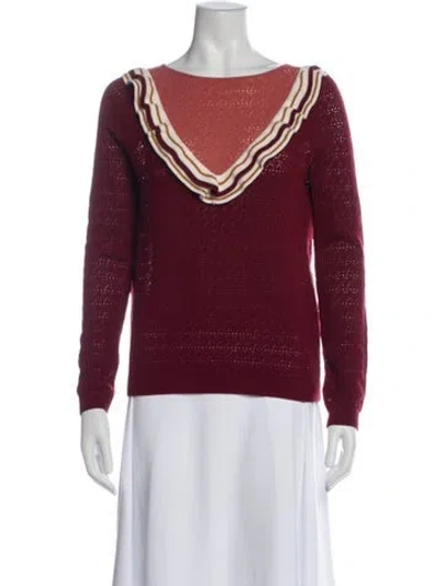 Pre-owned La Maille Sezane Bateau Neckline Sweater In Burgundy