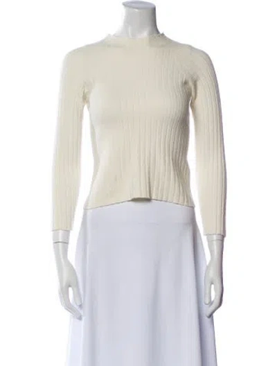 Pre-owned La Maille Sezane Bateau Neckline Three-quarter Sleeve Crop Top In Neutral