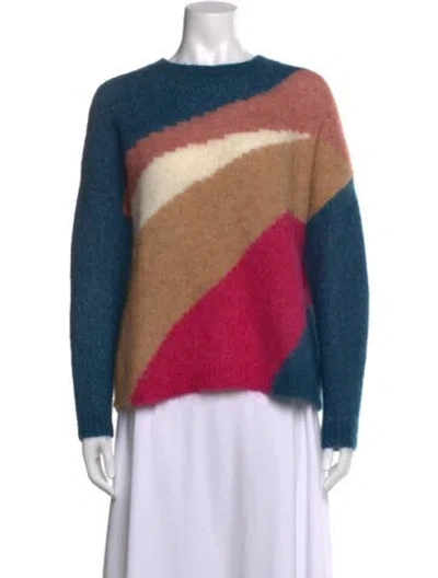 Pre-owned La Maille Sezane Colorblock Pattern Crew Neck Sweater In Blue