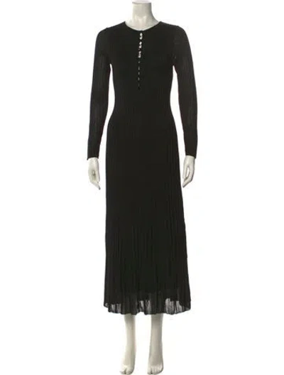 Pre-owned La Maille Sezane Crew Neck Long Dress In Black