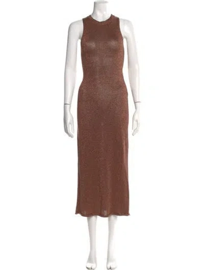 Pre-owned La Maille Sezane Crew Neck Long Dress In Brown