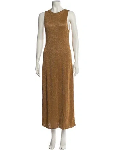 Pre-owned La Maille Sezane Crew Neck Long Dress In Brown
