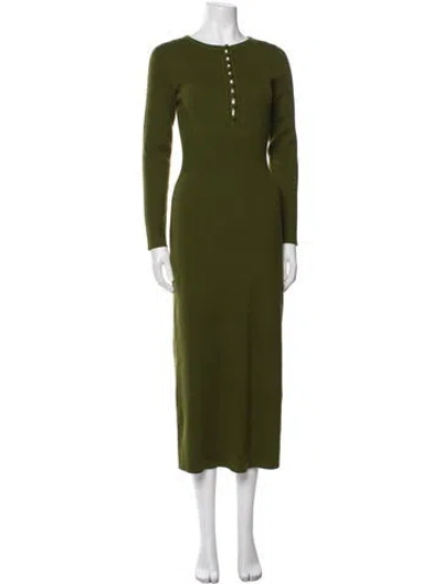 Pre-owned La Maille Sezane Crew Neck Long Dress In Green