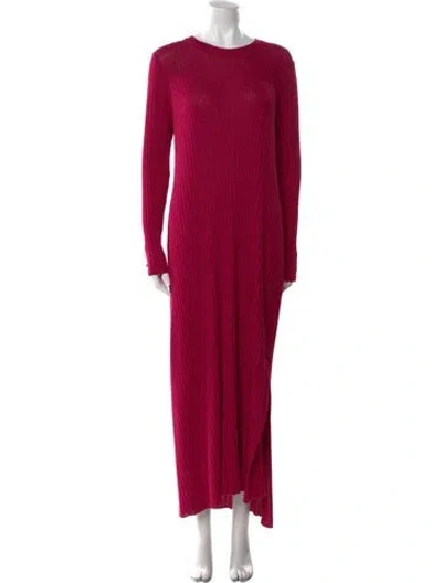 Pre-owned La Maille Sezane Crew Neck Long Dress In Pink