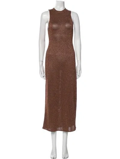 Pre-owned La Maille Sezane Crew Neck Long Dress W/ Tags In Brown
