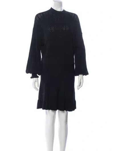 Pre-owned La Maille Sezane Crew Neck Midi Length Dress In Black