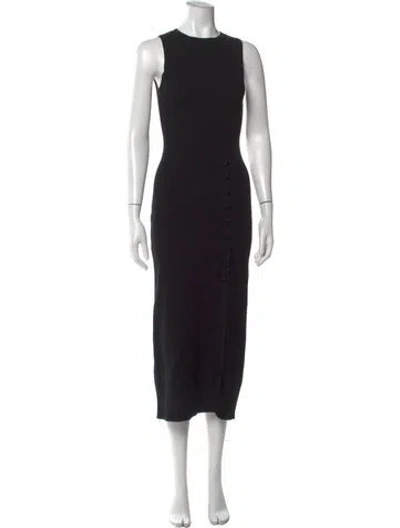 Pre-owned La Maille Sezane Crew Neck Midi Length Dress In Black